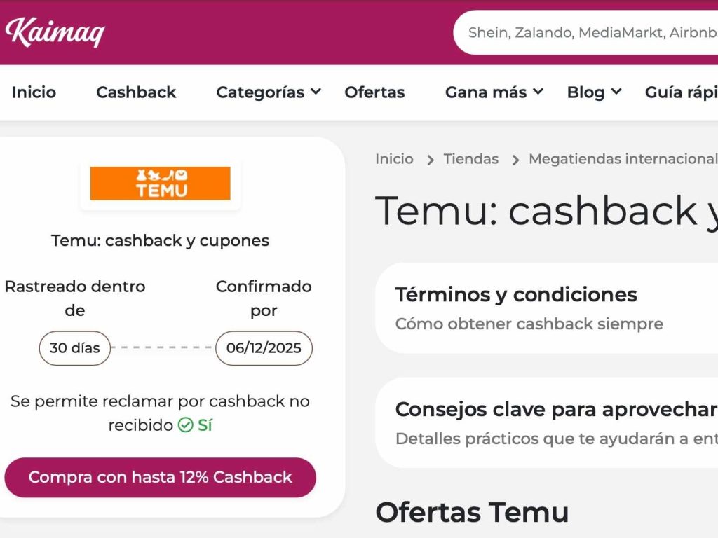 Pasos para activar el cashback