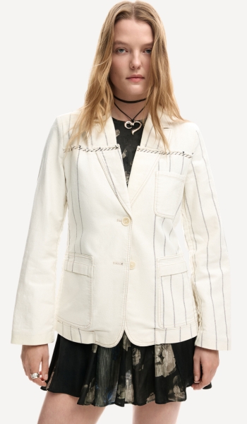 Desigual Americana de rayas asimétrica entallada – Oferta