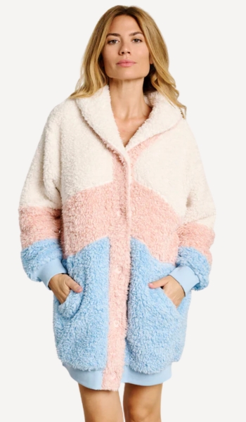 YSABEL MORA Bata polar borreguito tricolor mujer Muydemi – Oferta