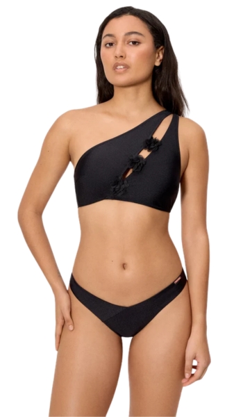 YSABEL MORA Bikini asimétrico negro con brillo – Oferta