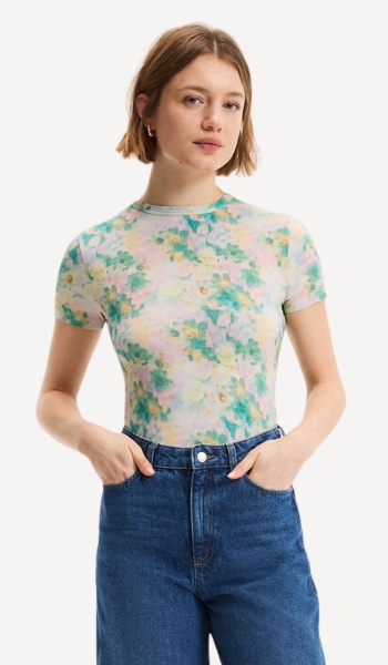La Redoute Camiseta floral de manga corta y cuello redondo – Oferta