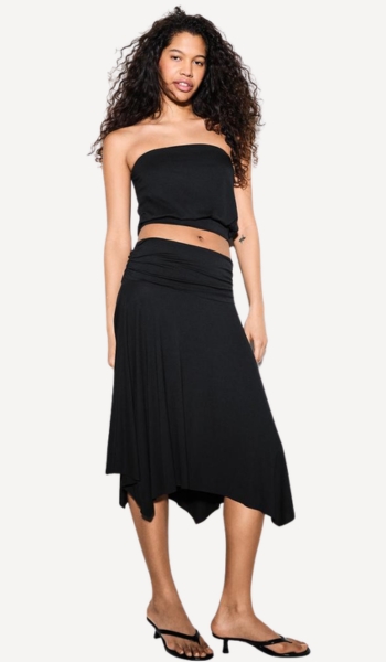 Bershka Falda midi fruncida – Oferta