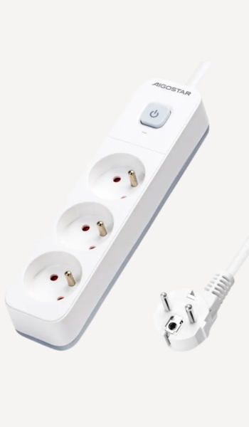 Aigostar Regleta 3 tomas con interruptor 3m Blanco – Oferta