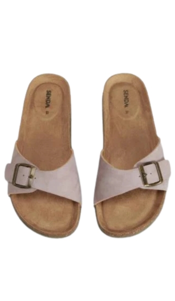 Merkal Sandalia bio de corcho con hebilla morada – Oferta