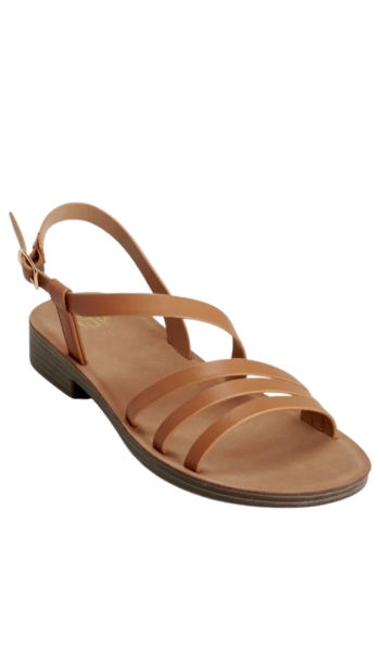 Merkal Sandalia plana marrón NYC con hebilla – Oferta