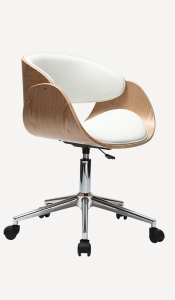Miliboo Silla de escritorio BENT blanca con ruedas – Oferta