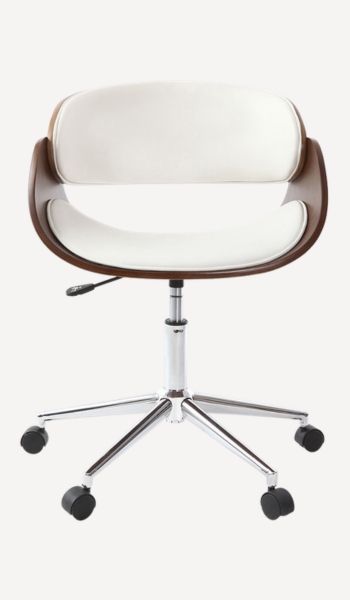 Miliboo Silla de escritorio BENT nogal y blanco – Oferta