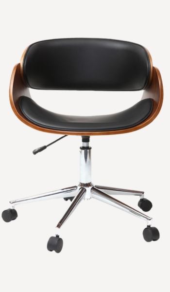 Miliboo Silla de escritorio nogal y negro con ruedas Bent – Oferta