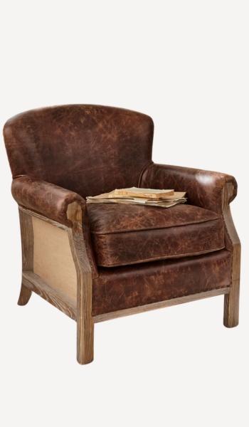 Loberon Sillón Banbury de cuero auténtico y madera de fresno – Oferta