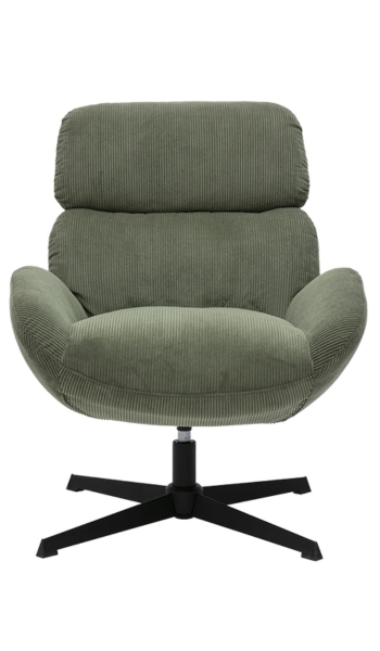 Miliboo Sillón giratorio KLEM de terciopelo acanalado verde caqui – Oferta
