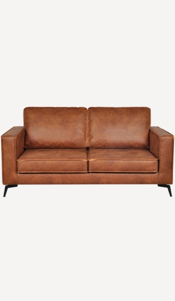 Miliboo Sofá de piel vintage SONNY 2 plazas coñac – Oferta