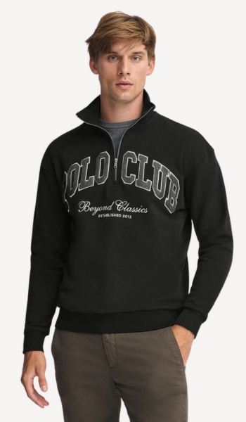 Polo Club Sudadera negra Polo Club media cremallera – Oferta